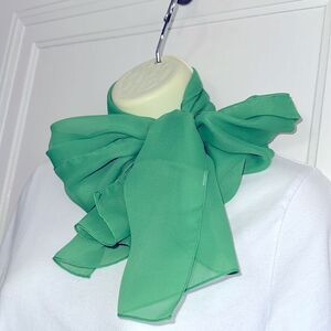 Vintage green semi sheer chiffon polyester long scarf